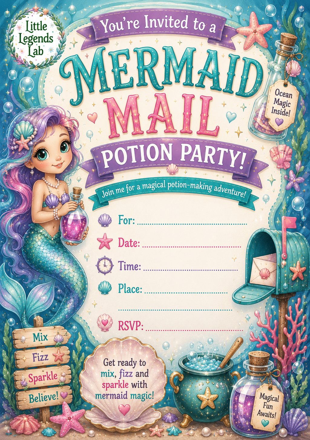 Mermaid Mail Party Potion Kit
